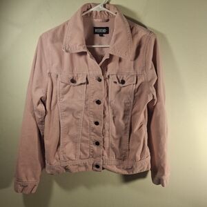 Weekend Women's Pink Fine Ribbed Corduroy Jean Jacket Size M